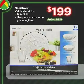Bodega Aurrerá Vajilla de vidrio mainstays oferta