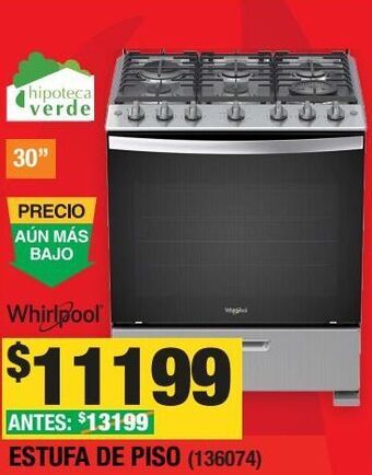 The Home Depot Estufa al piso whirlpool 30 pulgadas oferta