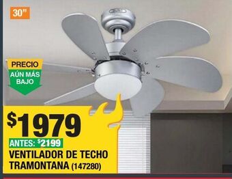 Ventilador de techo tramontana 30 pulgadas luz led