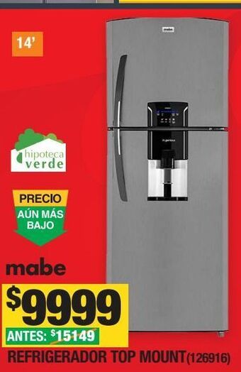 Refrigerador mabe top mount 14 pies grafito