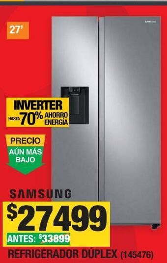 Refrigerador side by side 27 pies plata