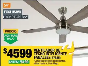 The Home Depot Ventilador de techo inteligente fanalee 54" oferta