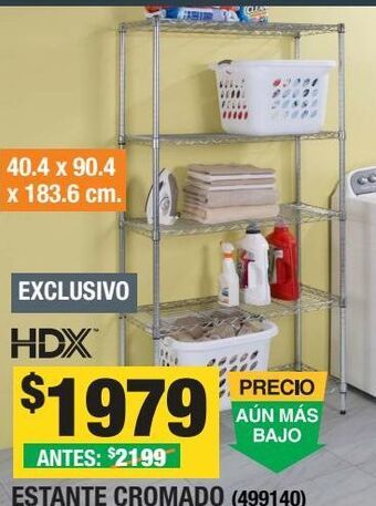 Estante cromado de 5 niveles 40.4 x 90.4 x 183.6 cm