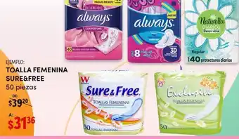 Woolworth Toallas femeninas always ó sure&free 50pzs oferta