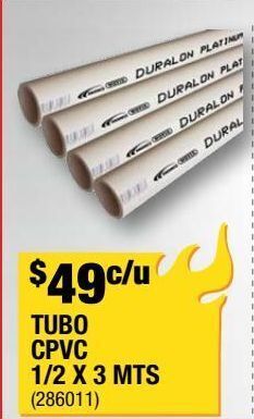 Tubo de cpvc 1/2 x 3m