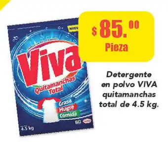 Detergente en polvo VIVA quitamanchas total de 4.5 kg