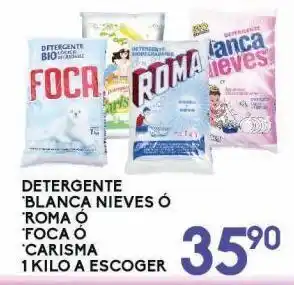 Alsuper Detergente blanca nieves o roma o foca o carisma de 1kg oferta