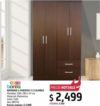Armario 4 puertas 2 cajones chocolate