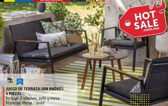 Sodimac Homecenter Juego living terraza san andrés 4 piezas metal negro oferta