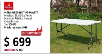 Mesa plegable tipo maleta 120 cm