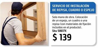 Sodimac Homecenter Servicio de instalación de repisa, cuadro o espejo oferta