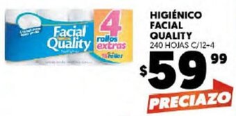 Higiénico Facial Quality 240 Hojas C/ 12-4