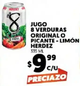 Merco Jugo 8 Verduras Original o Picante - Limón Herdez 335ml oferta