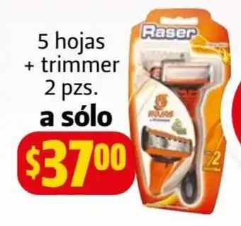 Rastrillos Raser 5 Hojas + trimmer 2 pzs a solo