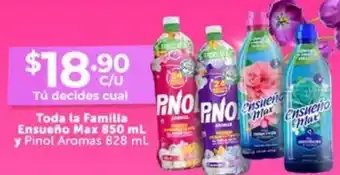 Farmacias Guadalajara Toda la familia Ensueño Max 850 mL y Pinol Aromas 828 mL oferta