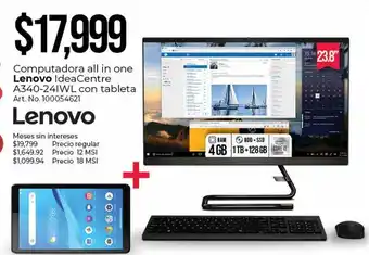 Computadora all in one lenovo ideacentre a340-241l con tableta