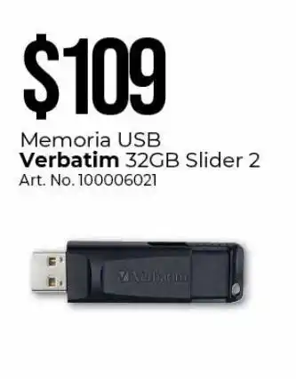 Office Depot Memoria usb verbatim 32gb slider 2 oferta