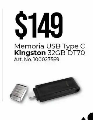 Memoria usb type c 32gb kingston dt70
