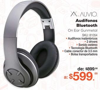 RadioShack Audífonos bluetooth auvio gunmetal / on ear / negro oferta