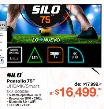 RadioShack Pantalla silo sl7520vf/ 75 pulgadas / ultra hd 4k / smart tv oferta