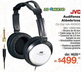 RadioShack Audífonos jvc ha-rx500 / on ear / negro con plata oferta