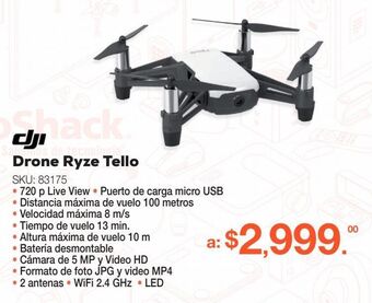 RadioShack Drone ryze tello powered by dji / blanco oferta