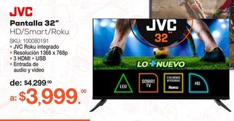 RadioShack Pantalla jvc roku frameless si32urf / 32 pulgadas / hd / smart tv oferta