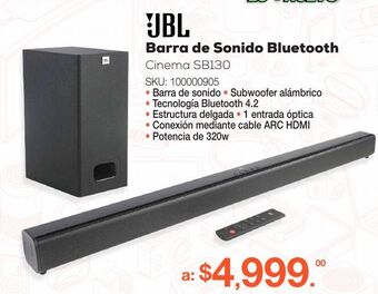 RadioShack Barra de sonido bluetooth jbl cinema sb130 / negro oferta
