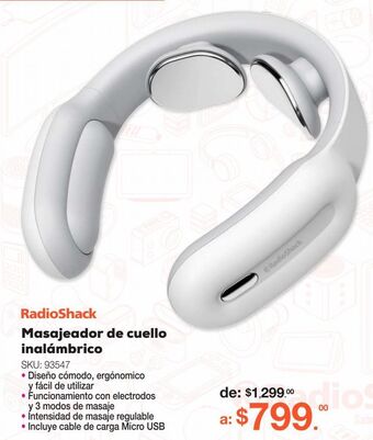 RadioShack Masajeador de cuello inalámbrico radioshack hc-01 / blanco oferta