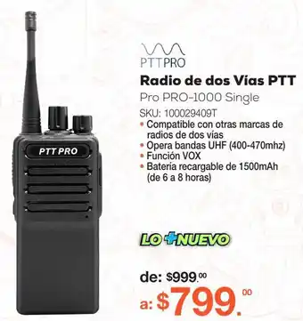 RadioShack Radio de dos vías ptt pro pro-1000 single / 1.2 millas oferta