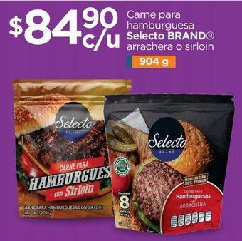 Chedraui Carne para hamburguesa selecto brand arrachera o sirloin 904g oferta