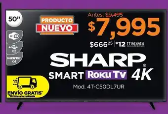 Chedraui Pantalla sharp 50 pulgadas 4k uhd smart tv roku 4t-c50dl7ur oferta