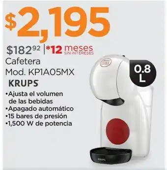 Chedraui Cafetera piccolo krups dolce gusto blanco kp1a05mx oferta