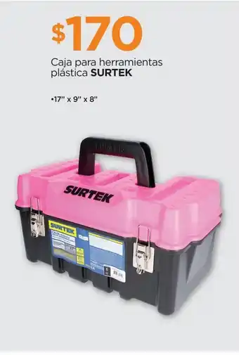 Caja de herramientas plástica de 17 pulgadas rosa