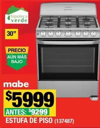 The Home Depot Estufa mabe de piso 76 cm con copete silver de gas lp convertible a gas natural oferta