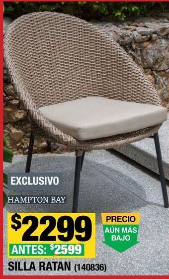 The Home Depot Silla fija apilable bucket beige resina de mimbre estructura de acero oferta