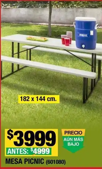 The Home Depot Mesa de picnic rectangular plegable 182 x 144 cm oferta