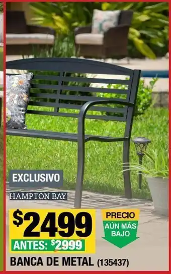 The Home Depot Banca para exteriores negra 86.5 x 127 x 63.5 cm oferta