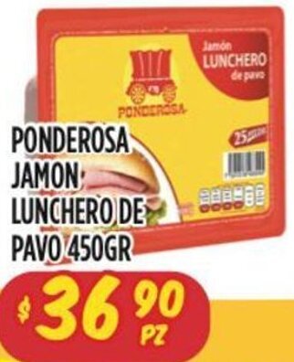 Mi Tienda del Ahorro Ponderosa Jamon Lunchero de Pavo 450gr oferta