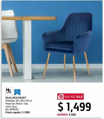 Silla jaca velvet azul