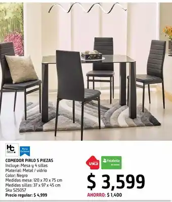 Sodimac Homecenter Comedor pirlo 5 piezas negro oferta