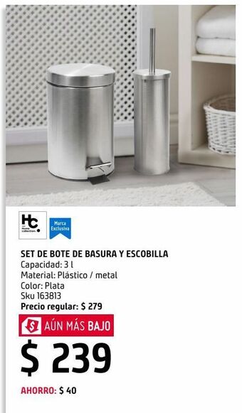 Sodimac Homecenter Set de bote de basura metal con escobilla oferta