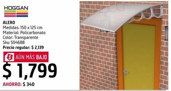 Sodimac Homecenter Alero hoja doble de policarbonato 125 x 150 cm oferta