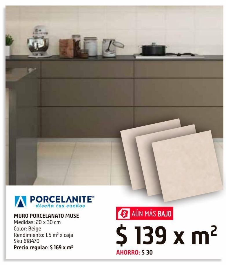 Sodimac Homecenter Muro muse beige 20x30fdsm 1.5 oferta
