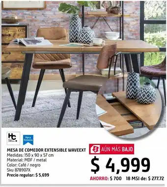Sodimac Homecenter Mesa comedor extensible waveext oferta