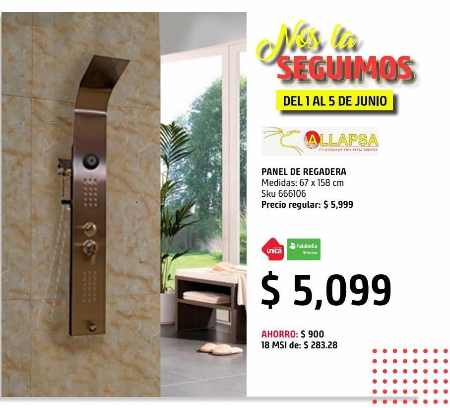 Sodimac Homecenter Panel de hidromasaje tobago con bocina bluetooth oferta