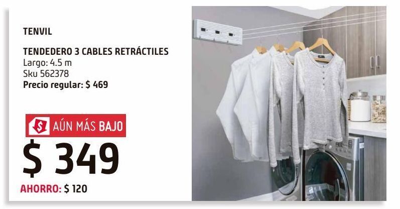 Sodimac Homecenter Tendedero 3 cables retractiles oferta