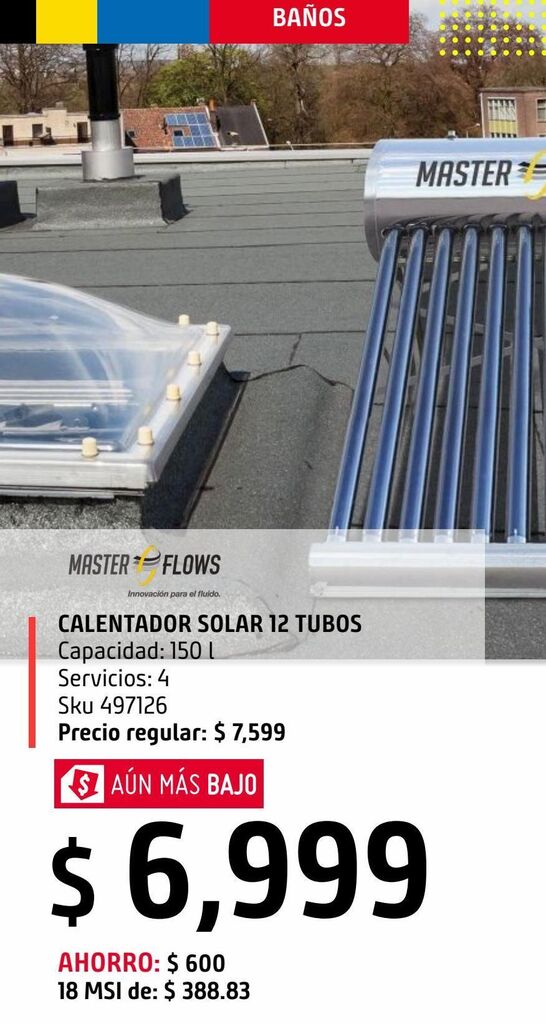 Sodimac Homecenter Calentador solar 12 tubos a.i. 150 lts oferta