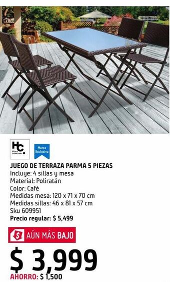 Sodimac Homecenter Juego parma 5 piezas ratan plegable oferta