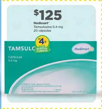 Bodega Aurrerá Tamsulosina 0.4mg c/20 cáps oferta